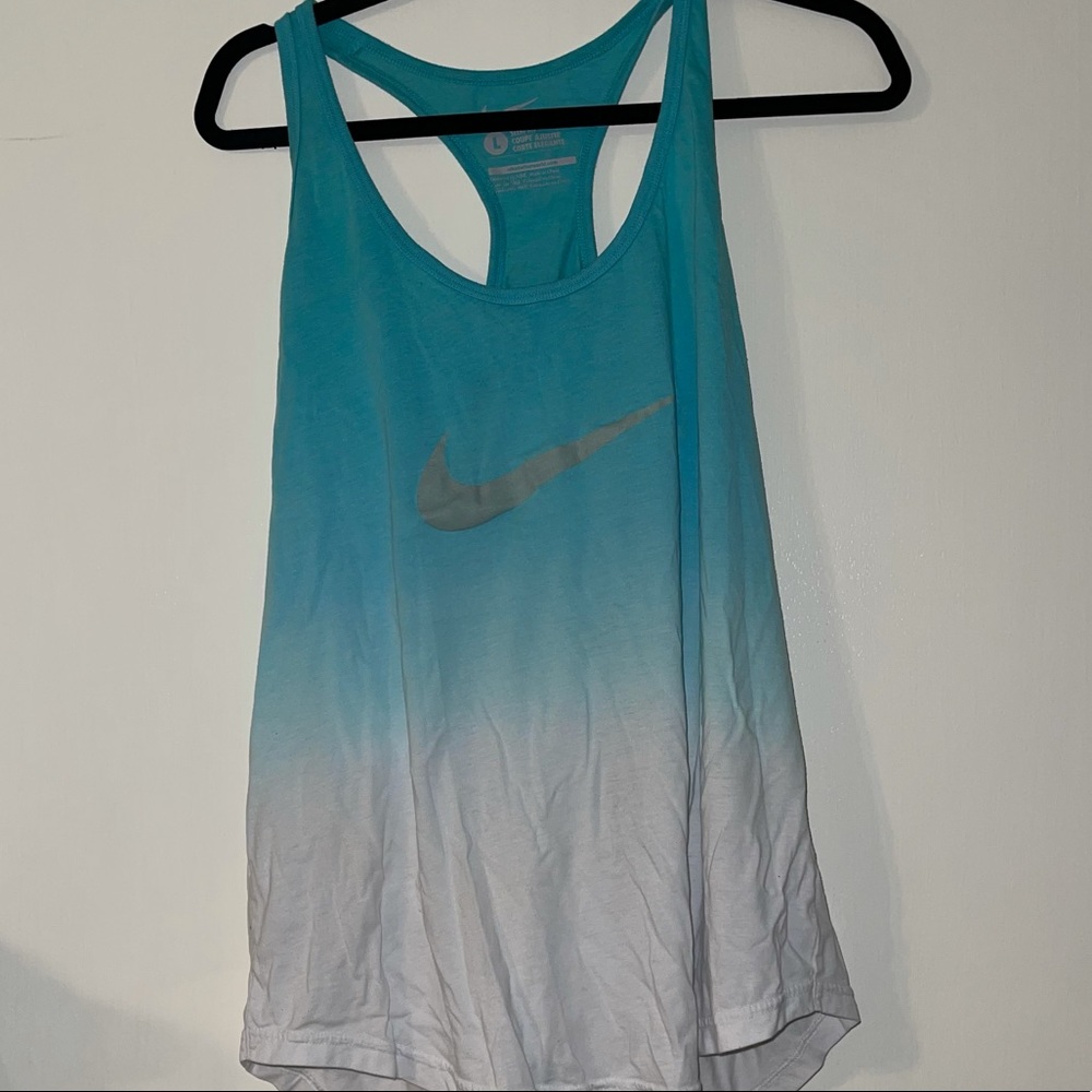 Nike Slim Fit Blue and White Obre Workout Tank Top